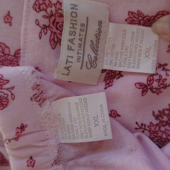 Lati Fashions Floral Piping Two Piece Pajama Set XXL Pink - Picture 2 of 16